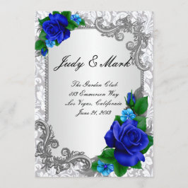 Elégante carte de menu Mariage Rose Bleu
