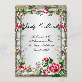 Elégante carte de menu Mariage Rustic Red Roses