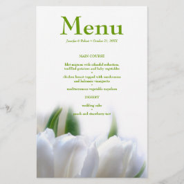 Elégante carte de menu Mariage Tulips blanc