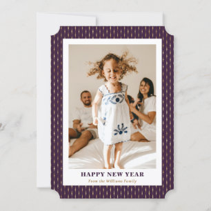 Elégante carte de New Year Photo Purple Gold moder