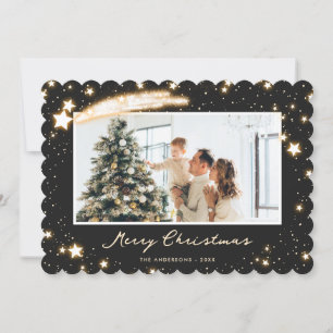 Elégante carte de Noël Black Photo Joyeux