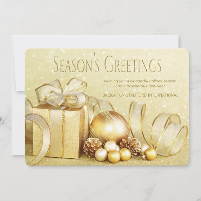Elégante Carte de Noël d'entreprise Gold (Devant)