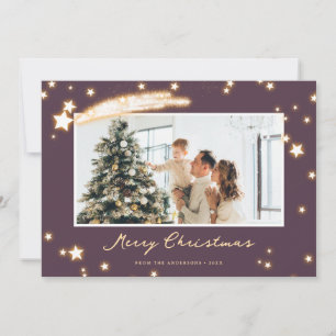 Élégante carte de Noël en étoile brillante violett