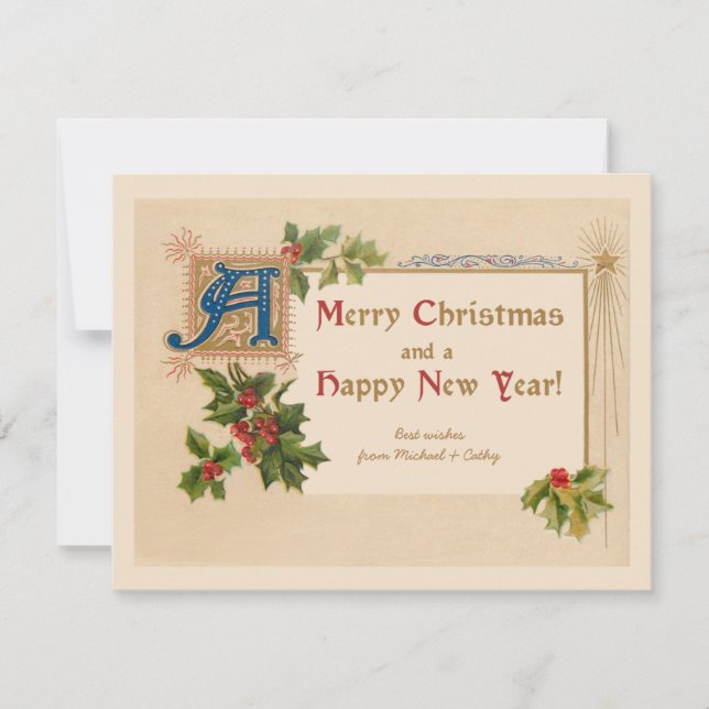 Élégante carte de Noël illuminée vintage (Devant)