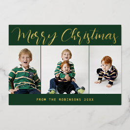 Elégante Carte de Noël Joyeuse à huile verte