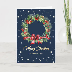 Élégante carte de Noël Joyeuse carte de couronne b