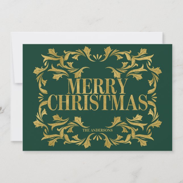Elégante carte de Noël Ornate Gold Joyeux (Devant)