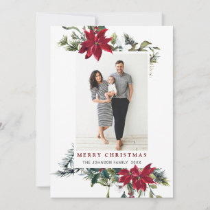 Elégante carte de Noël Poinsettia
