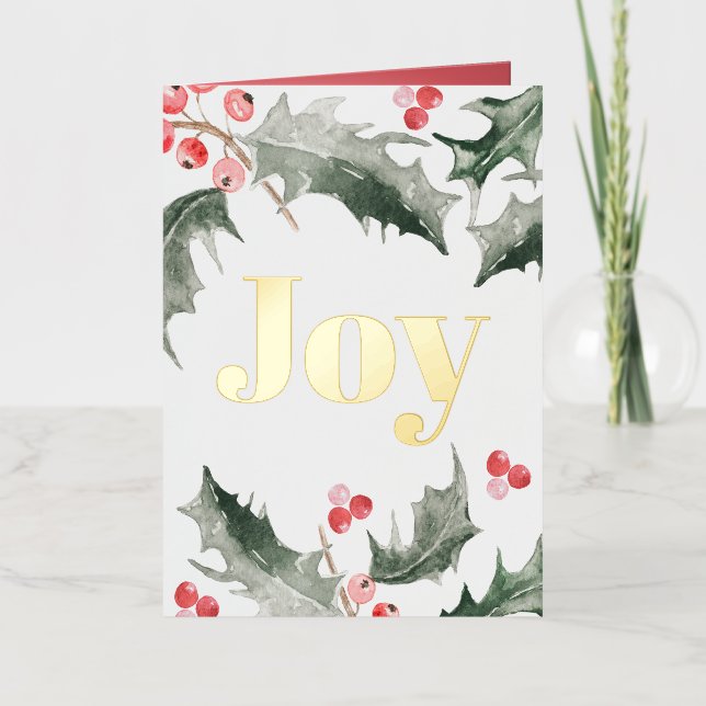 Elégante carte de Noël pour les botaniques d'aquar (Recto)
