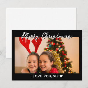 Élégante carte de Noël pour sœur avec photo person