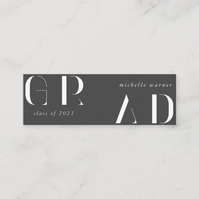 élégante carte de nom de graduation de script mode (Devant)