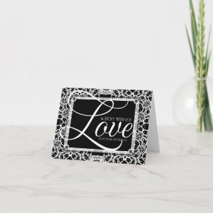 Elégante carte de note Black White Lace LOVE