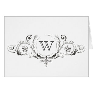 Élégante carte de note Monogramme noir et blanc