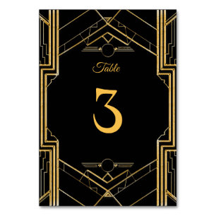 Élégante carte de numéro de table Mariage Art Déco