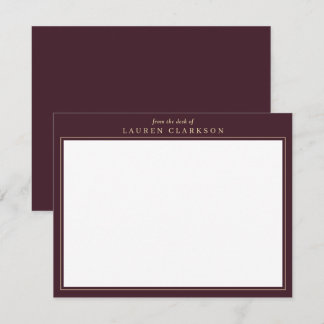 Elégante carte de papier à lettres Burgundy et Or