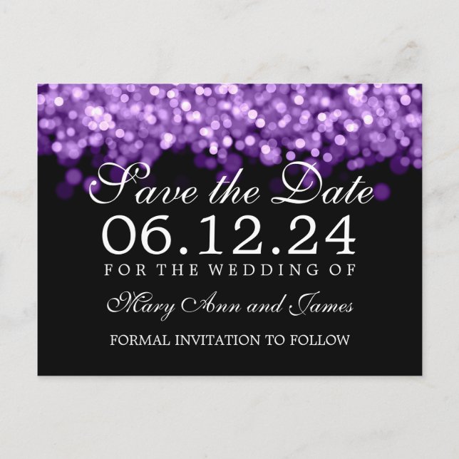 Élégante Carte de Pré-Réservation Lumières Violett (Devant)