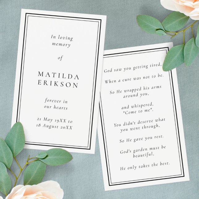 Elégante carte de prière commémorative funéraire (Créateur téléchargé)