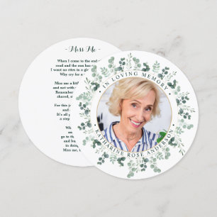 Elégante carte de prière funéraire Mémorial Eucaly