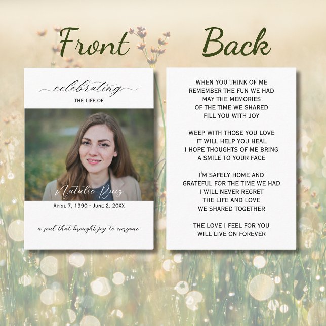 Elégante carte de prière funéraire photo (Créateur téléchargé)