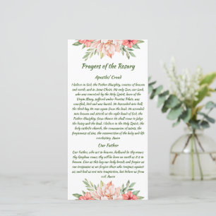 Elégante carte de prière Rosaire Floral