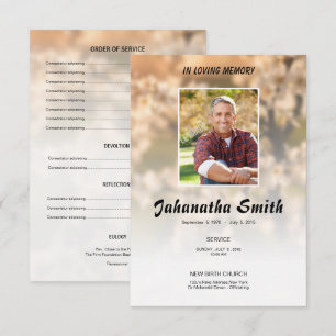Élégante carte de programme funéraire commémoratif