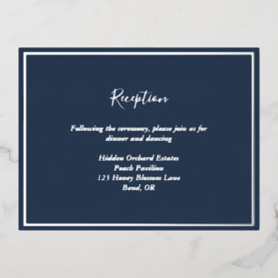 Elégante carte de réception de mariage en argent d