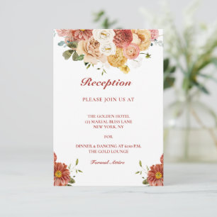 Elégante carte de réception de mariage floral Bour