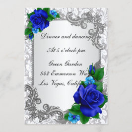 Elégante Carte de réception de mariage Rose Bleu