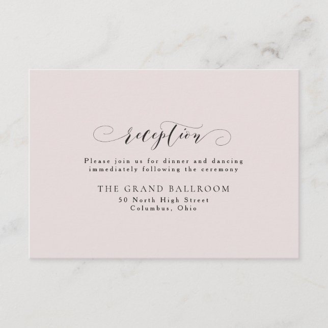 Élégante carte de réception simple rose (Devant)