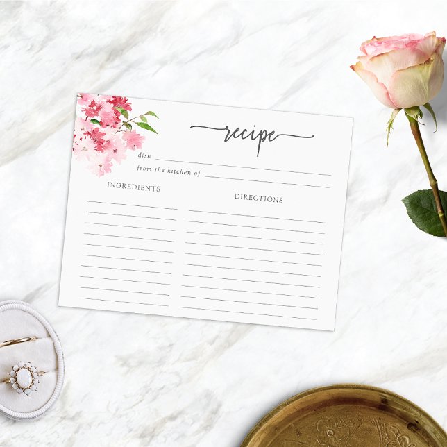 Elégante carte de recette florale aquarelle (Elegant Watercolor Floral Recipe Card
)