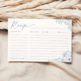 Elégante Carte de recette pour mariée Toile Bleue 