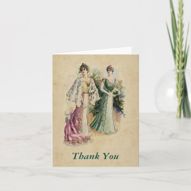 Élégante carte de remerciement pour dames victorie (Devant)