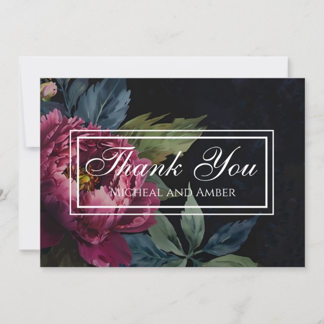 Elégante Carte de remerciements d'aquarelle floral (Devant)