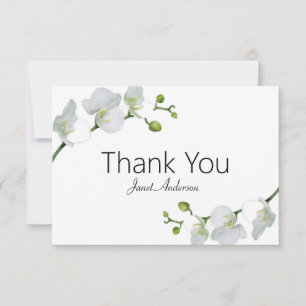 Elégante carte de remerciements d'orchidées blanch