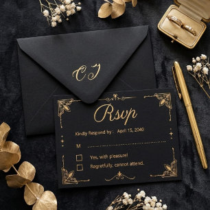 Élégante carte de réponse de mariage floral paille