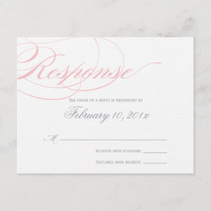 Élégante carte de réponse de script - rose pâle