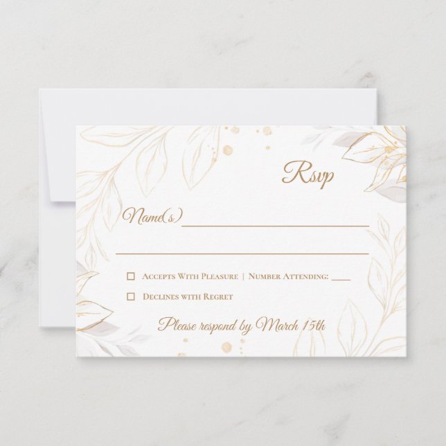 Élégante carte de réponse en beige floral (Devant)