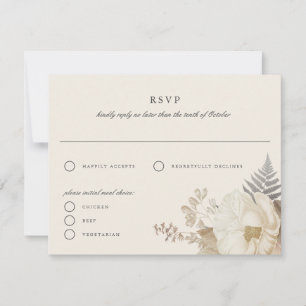 Elégante carte de réponse RSVP à la crème florale 