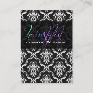 Elégante Carte De Styliste De Cheveux Noir Et Blan