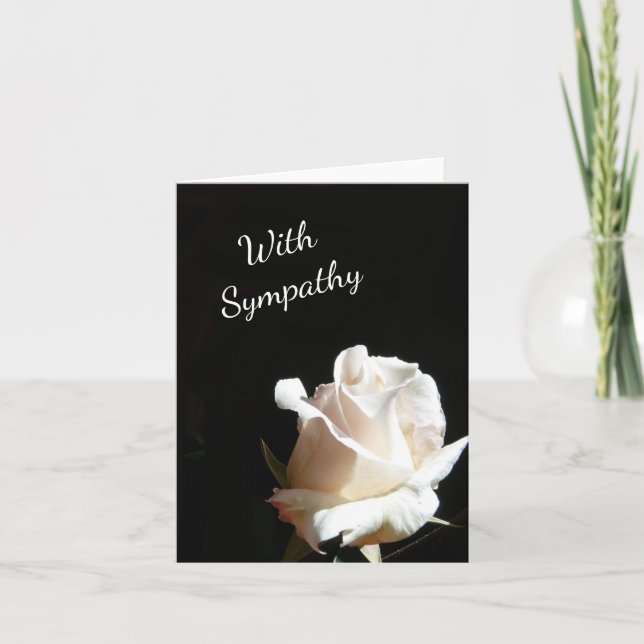 Elégante carte de Sympathie Rose Noire et Blanche (Devant)