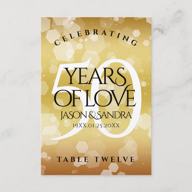 Élégante carte de table 50e anniversaire de Mariag (Devant)