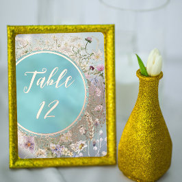 Elégante carte de table à huile réelle Floral bleu