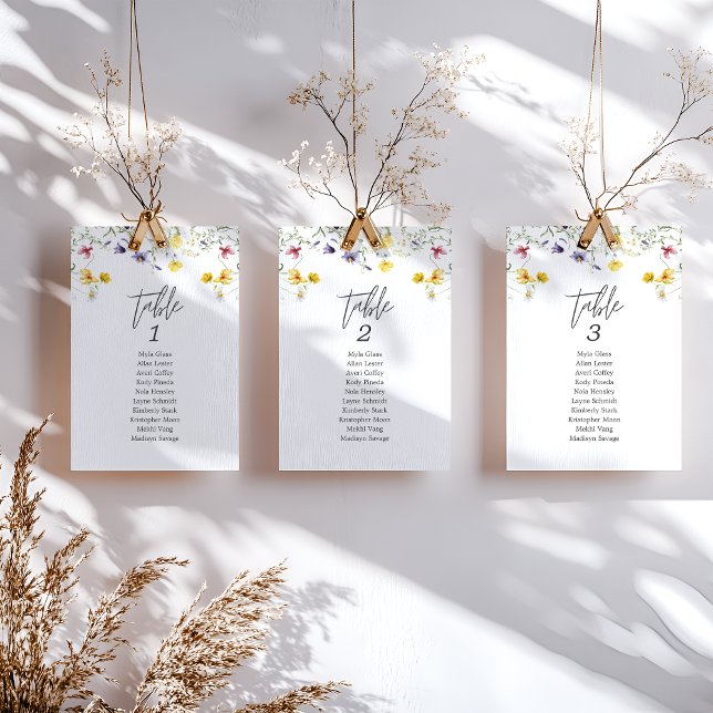 Elégante carte de table Mariage Boho floral (Créateur téléchargé)