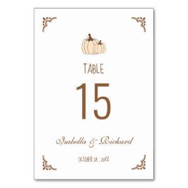 Elégante carte de table Mariage de automne Citroui