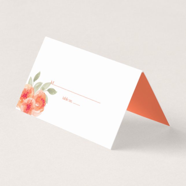 Elégante carte de table Mariage Peach Peony (Devant)