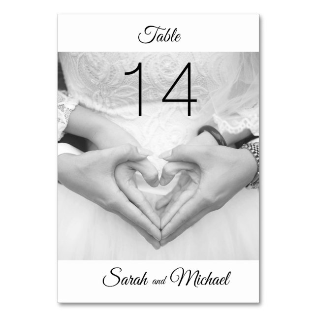 Élégante carte de table Mariage photo traditionnel (Par défaut)