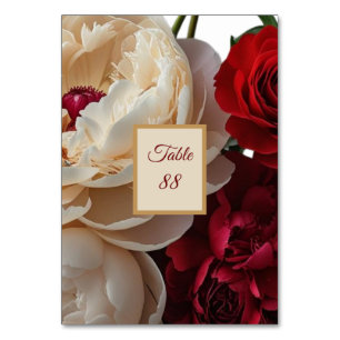 Elégante carte de table Rose rouge et Poitrine crè