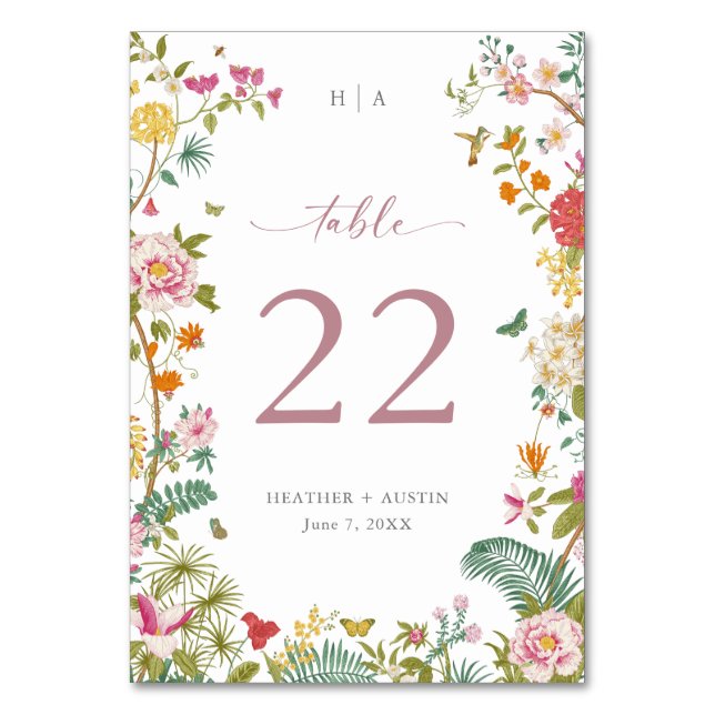 Elégante carte de table Vintage Floral Mariage (Par défaut)