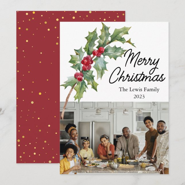 Elégante carte de vacances aux baies d'hiver (Devant / Derrière)