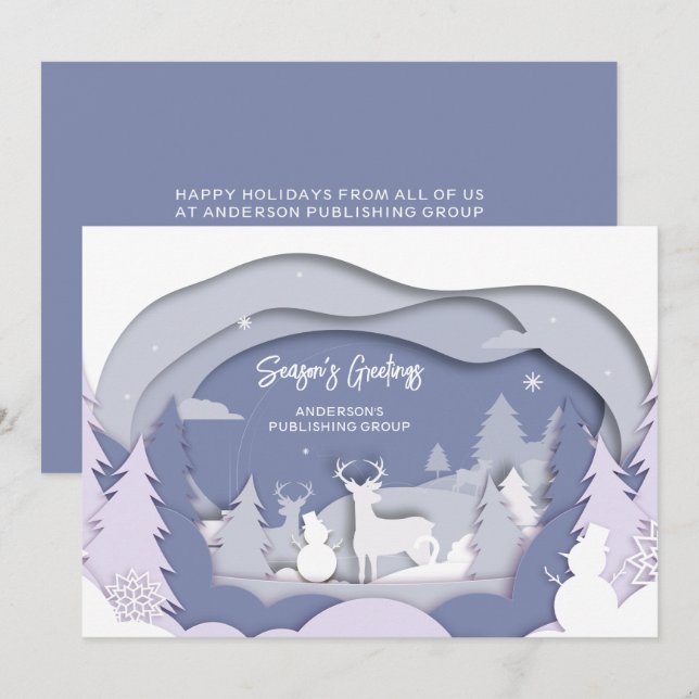 Elégante carte de vacances de la société Reindeer  (Devant / Derrière)